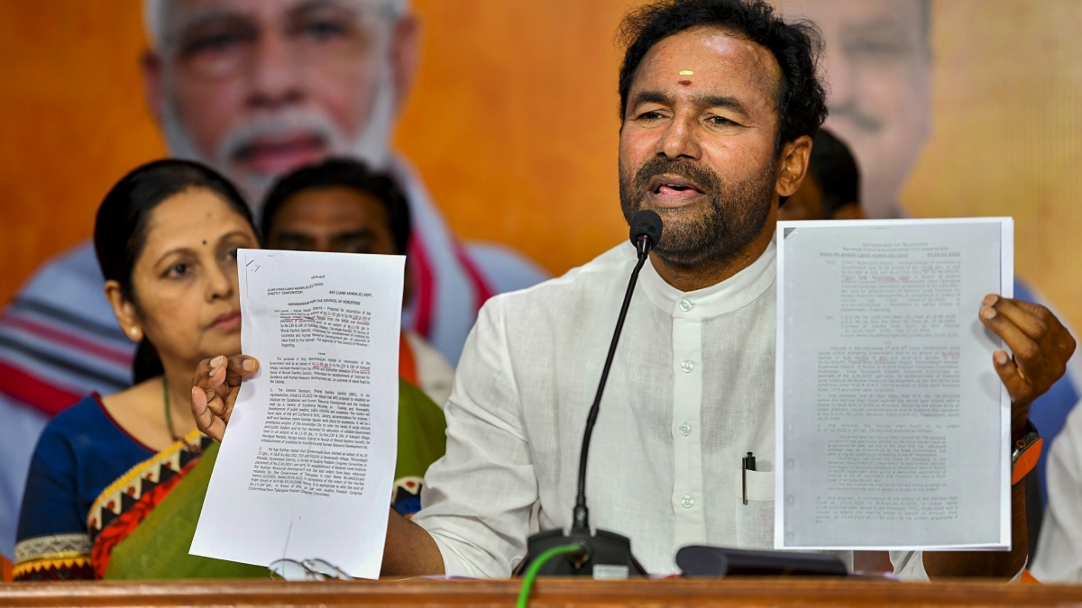 Union Minister Kishan Reddy targets BRS govt over auction of govt lands, liquor shop licences