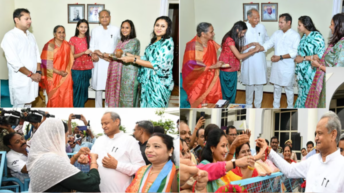 Beneficiaries thanked CM Gehlot by tying Rakhi