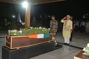 J&K LG Manoj Sinha pays last respects to Colonel Manpreet Singh and Major Aashish Dhonchak