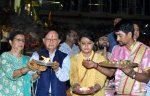 PK Mishra, Principal Secretary to Prime Minister, takes part in the Maa Ganga Aarti at the Dashashwamedh Ghat