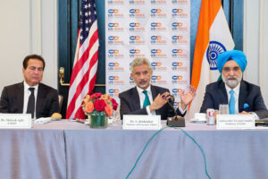 S Jaishankar speaks during a discussion convened by US-India Strategic Partnership Forum