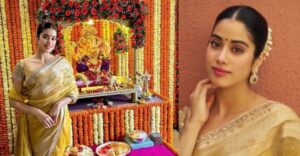 Janhvi Kapoor Visits Manish Malhotra’s Home For Ganpati Darshan 