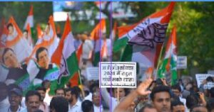 Congress leaders hold protests against BJP over Rahul Gandhi poster