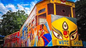 Kolkata’s iconic trams get a Durga Puja makeover