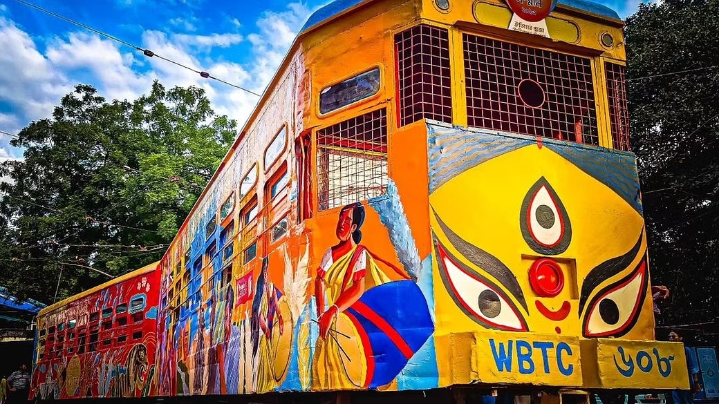 Kolkata’s iconic trams get a Durga Puja makeover