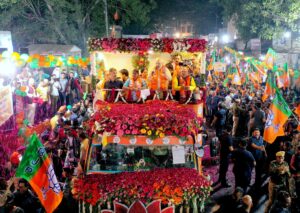 Amit Shah during a roadshow