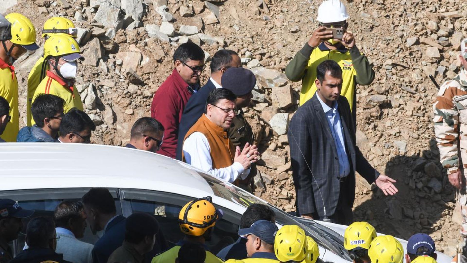 CM Dhami reaches Uttarkashi tunnel collapse site