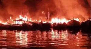 Andhra Pradesh: Nearly 40 boats destroyed by fire at Visakhapatnam fishing harbour