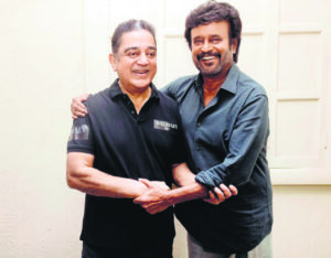 Rajinikanth and Kamal Haasan meet on set after 21 years!