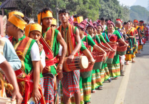 Members of All Assam Gorkha Students’ Union (AAGSU) take part in a cultural rally during its 17th Biennial Central Conference and Northeast Gorkha Festival 2023