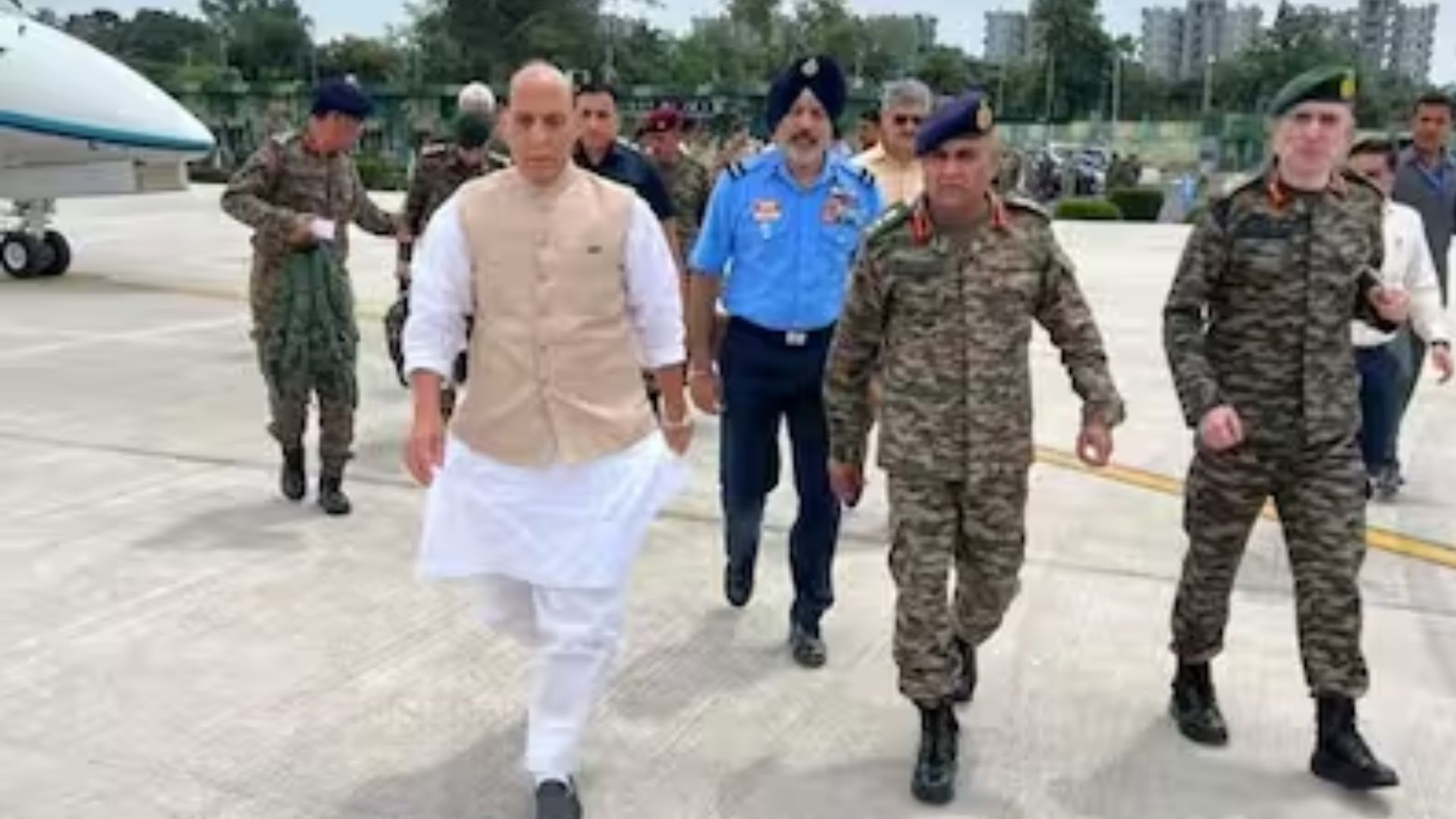 Defence Minister Rajnath Singh departs from Delhi to visit Rajouri and Jammu to review security after terror attack