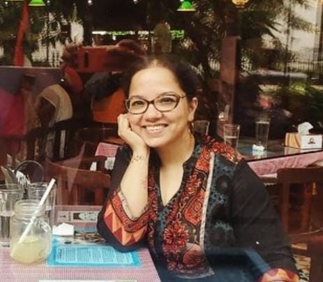 Tanuja Chandra enjoying quality time at a restaurant.