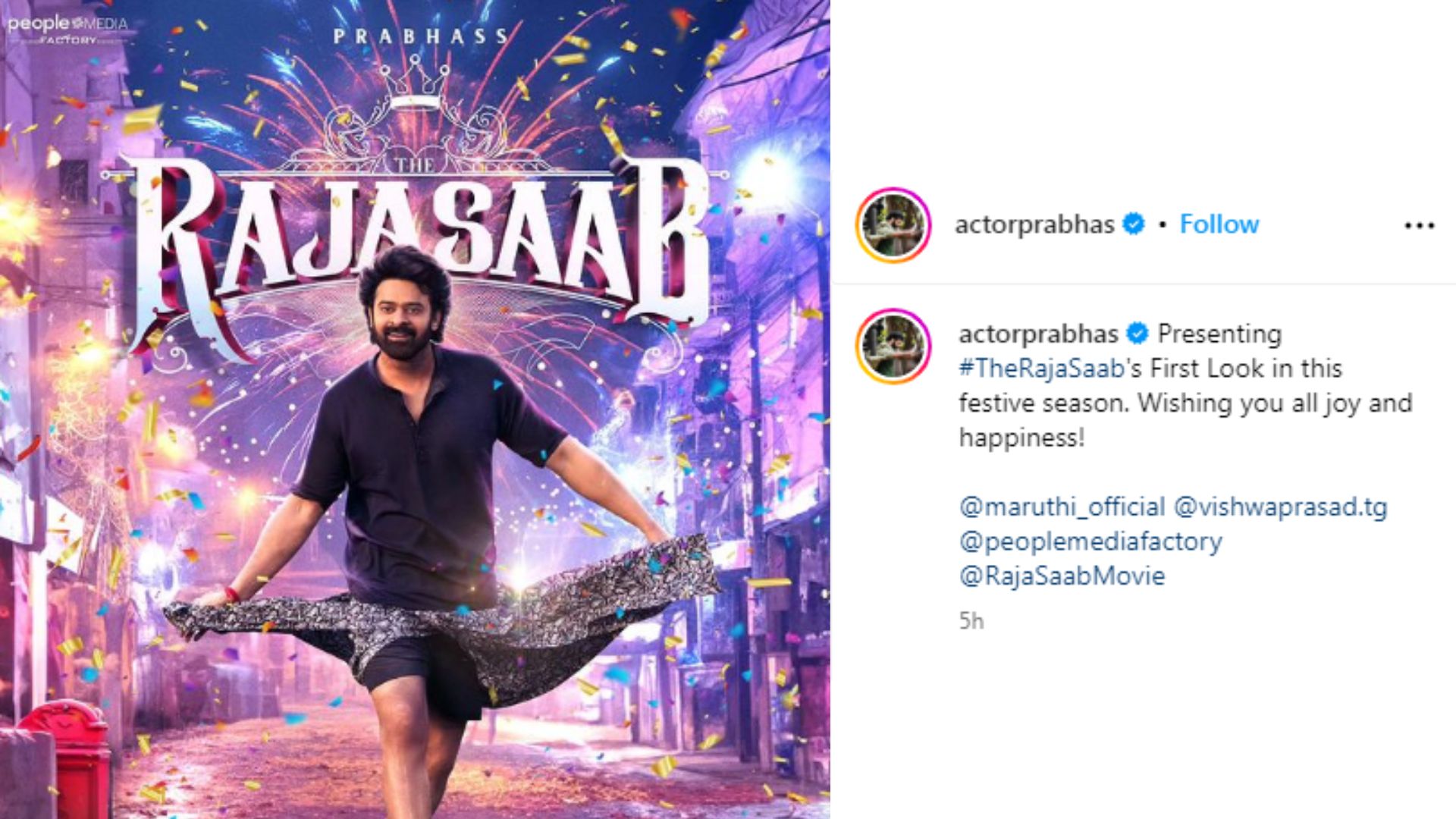 Prabhas Unveils The Raja Saab First Look: A Romantic-Horror Extravaganza Set for Pan-Indian Release