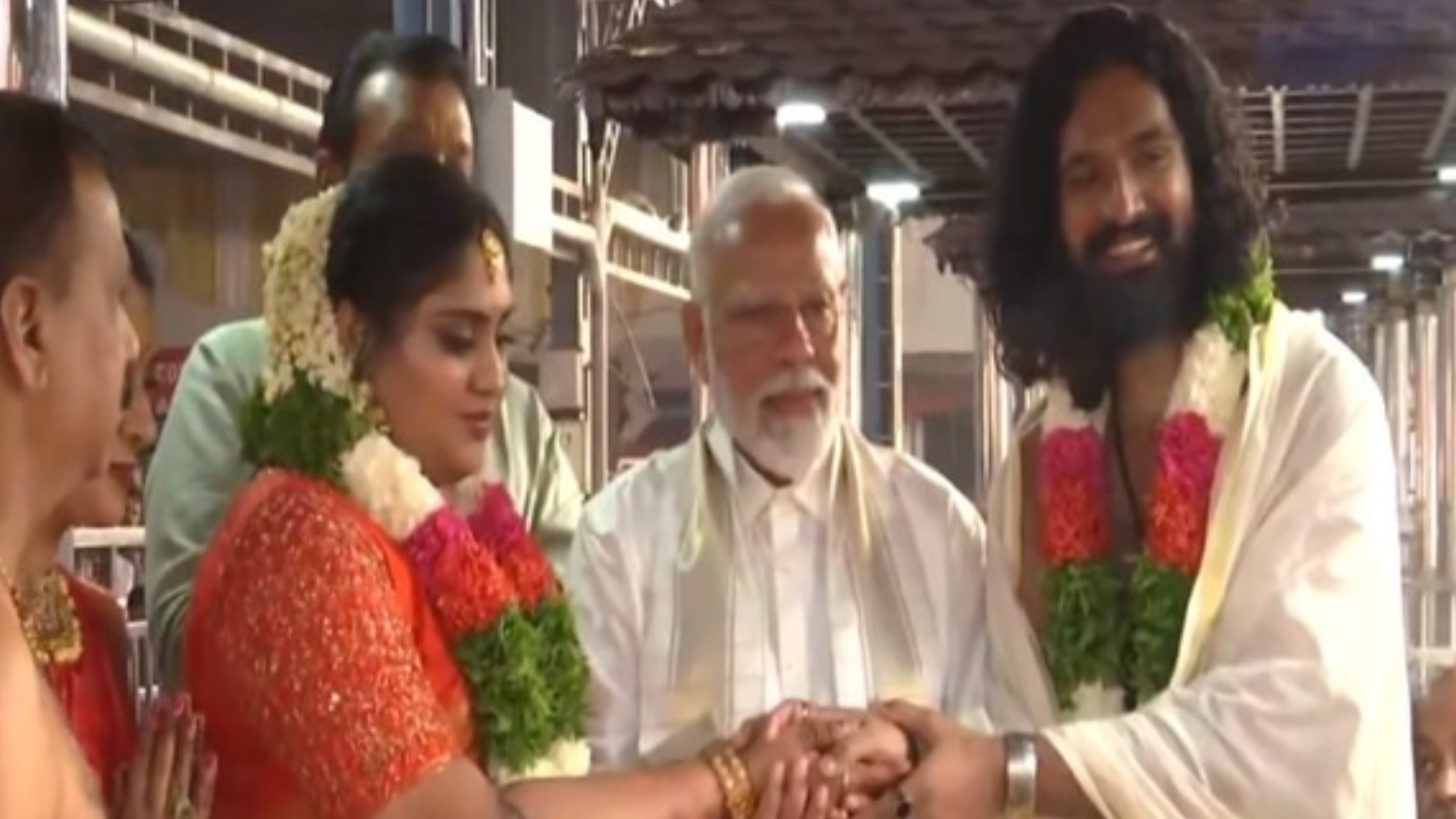 wedding ceremony of actor and former MP Suresh Gopi's daughter at the Guruvayur Sree Krishnaswamy temple in Thrissur