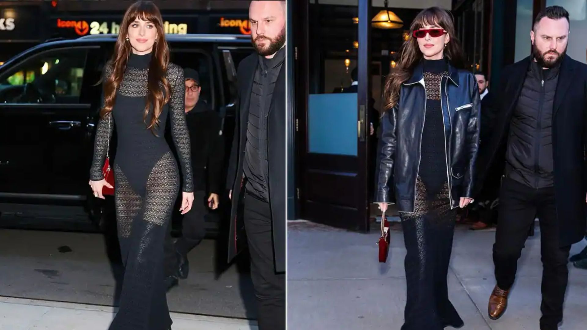 Dakota Johnson all dolled up in a sheer black bodysuit for ‘Madame Web’ promotions