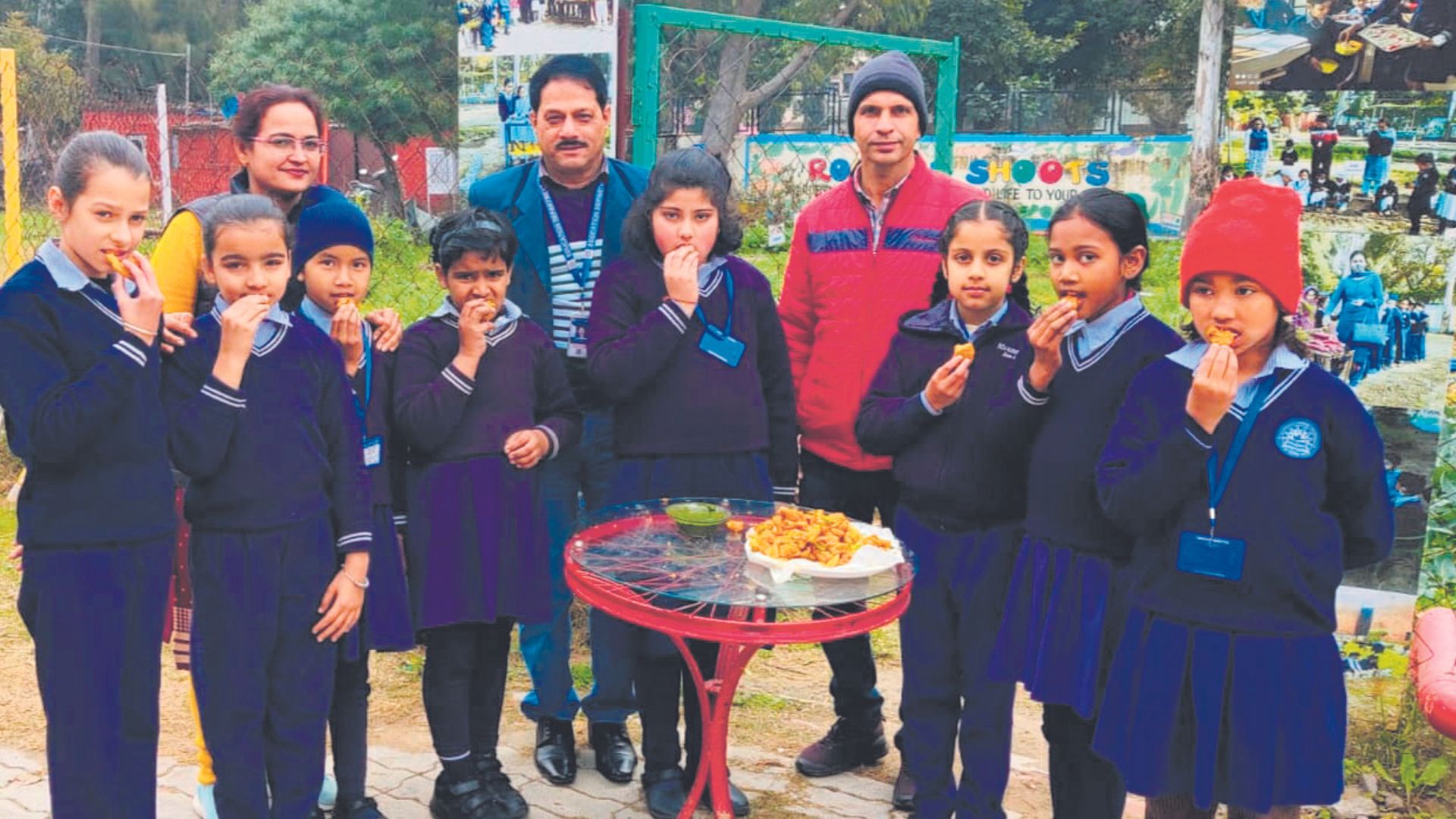 Principal made pakodas for children for organic farming awareness