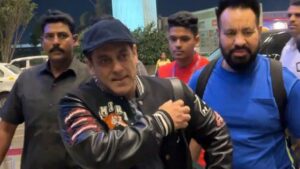 Salman Khan appeared in funky look at airport, wears pants with his face painted on back