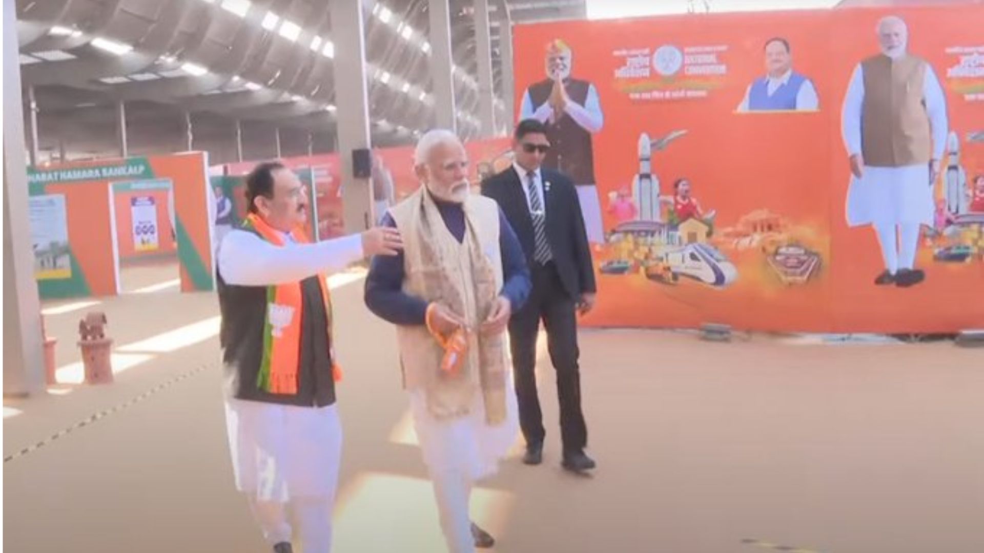 PM Modi arrives at Delhi's Bharat Mandapam ahead of BJP's national convention