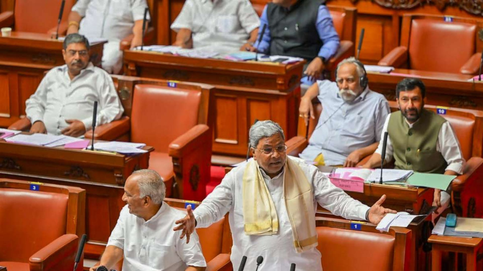 Karnataka Chief Minister Siddaramaiah speaks inside Karnataka Legislative Council during session, in Bengaluru.