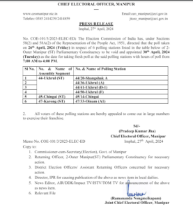 Lok Sabha Elections 2024 Phase 2: Polling to be Held Again in Outer Manipur on April 30