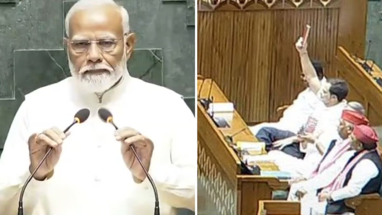 Parliament Session 2024: Rahul Gandhi Holds Up A Copy Of Constitution As PM Modi Takes Oath