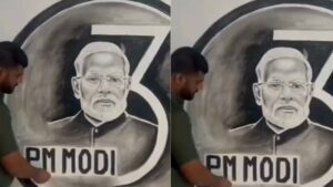 Watch: Uttar Pradesh Artist Creates 12-Foot Charcoal Portrait Of PM Modi To Celebrate Third Term Win