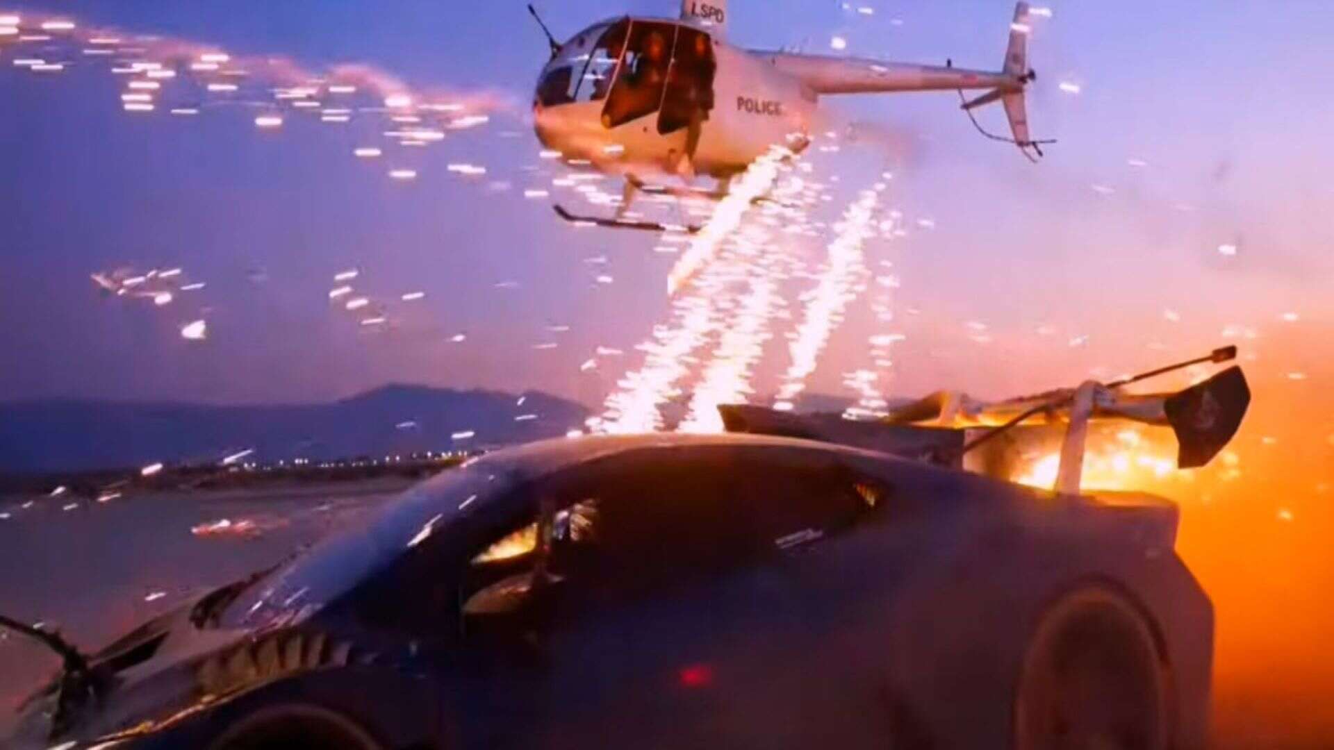 YouTuber Shoots Fireworks At Lamborghini From Helicopter