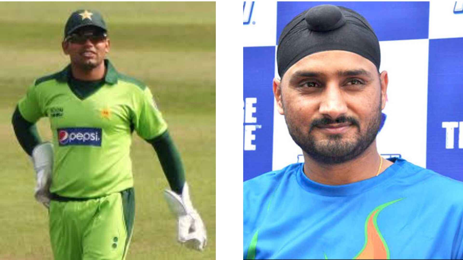 Harbhajan Singh (R), Kamran Akmal (L)