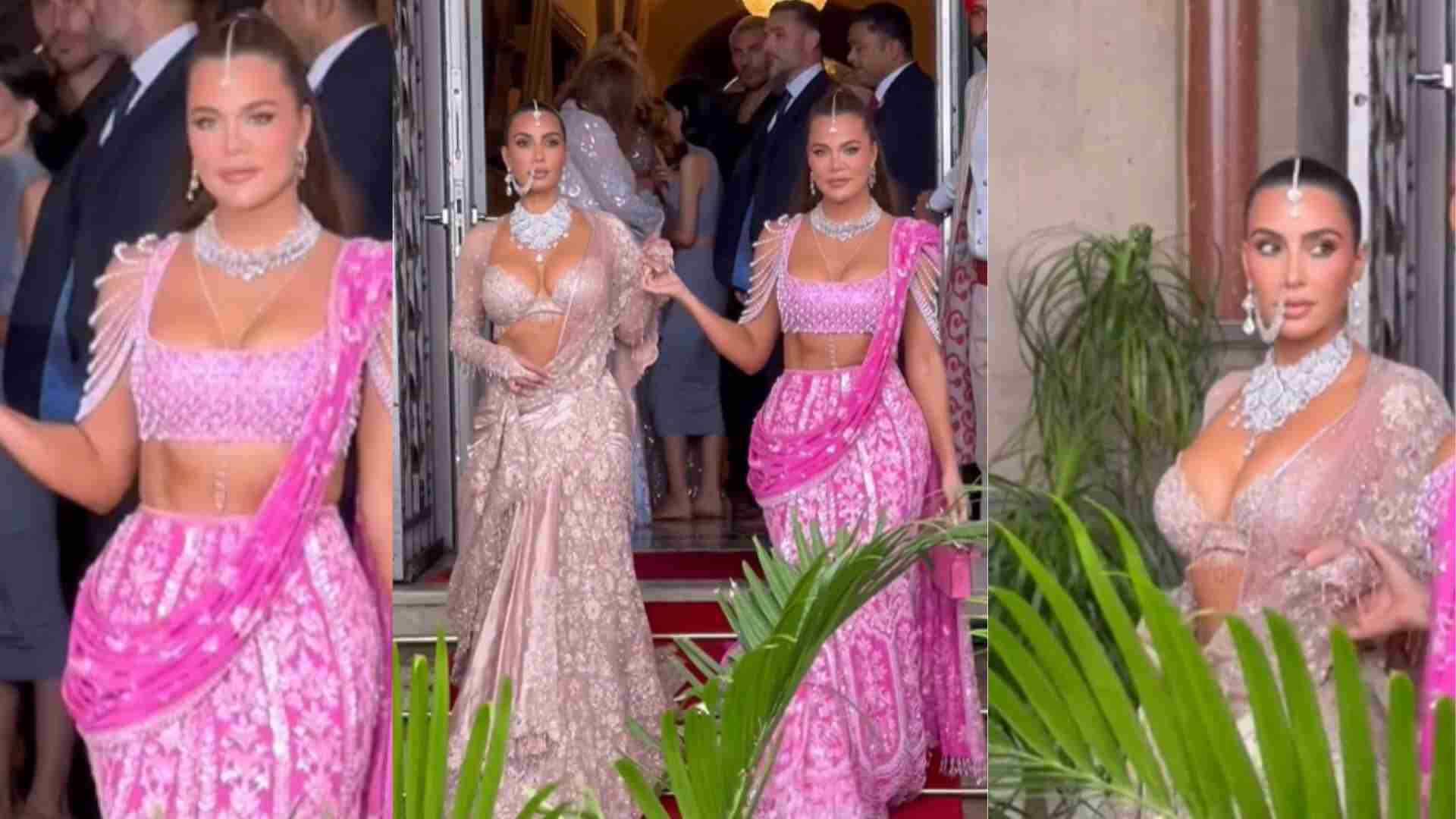 Anant Radhika Wedding : Kim And Khloe Kardashian Stun During Shubh Ashirvad Ceremony