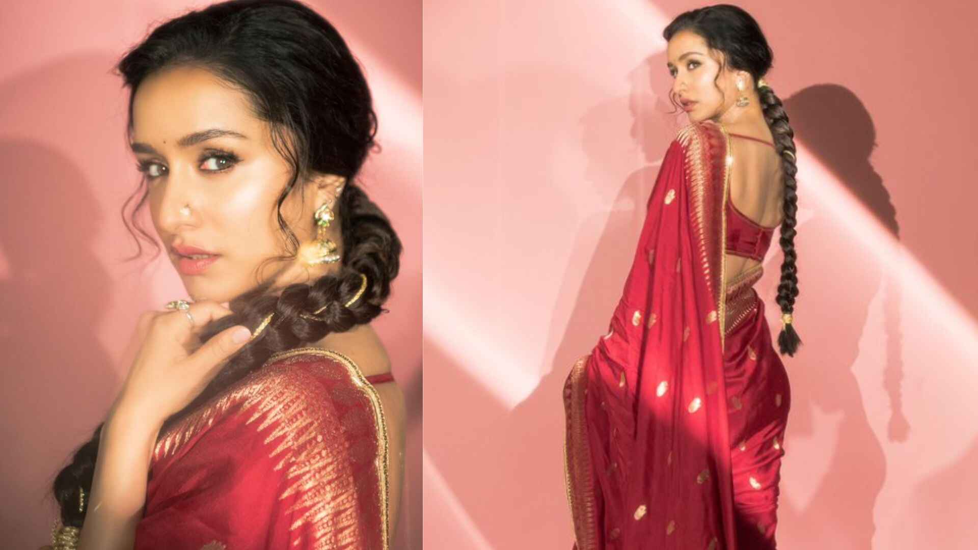 Shraddha Kapoor’s Elegant Red Banarasi Saree By Masaba Gupta Makes A Statement At Stree 2 Event