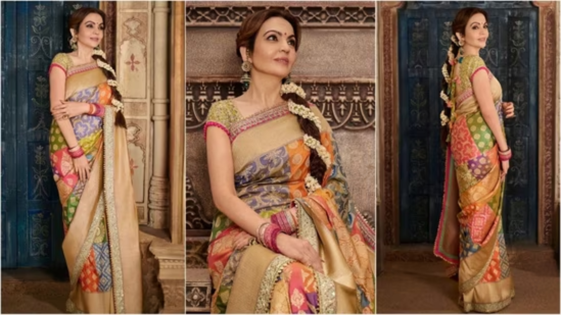 Nita Ambani Dons Rare Rangkat Banarasi Saree Designed By Manish Malhotra