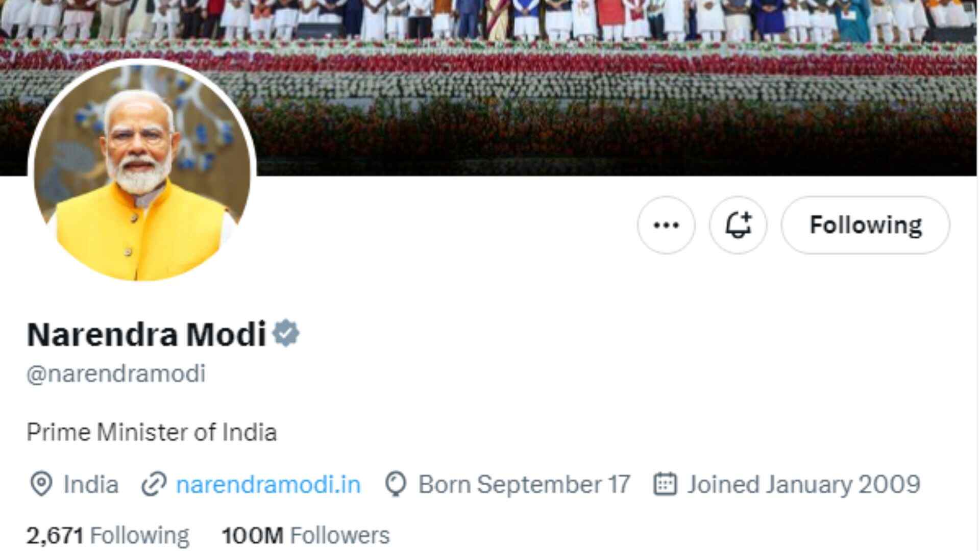 PM Modi's 'X' Account crosses 100 million