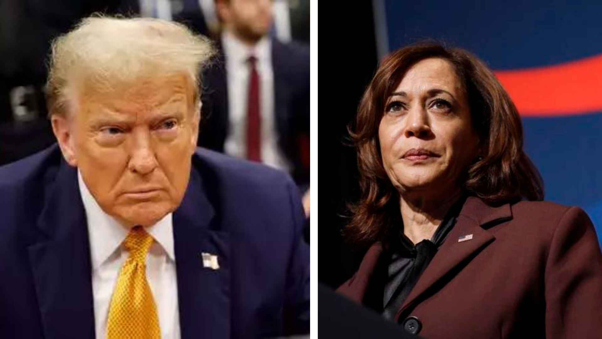 Donald Trump (L), Kamala Harris (R)