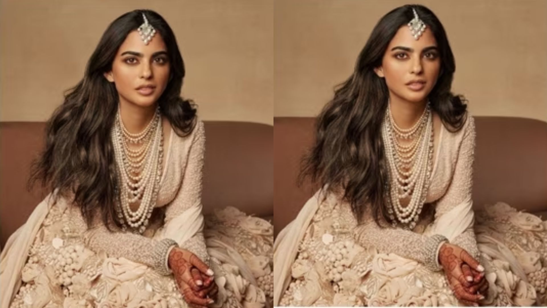 Isha Ambani Stuns in Rare Sabyasachi Ivory Couture Lehenga and Bespoke Diamond-Pearl Jewels : See Pics