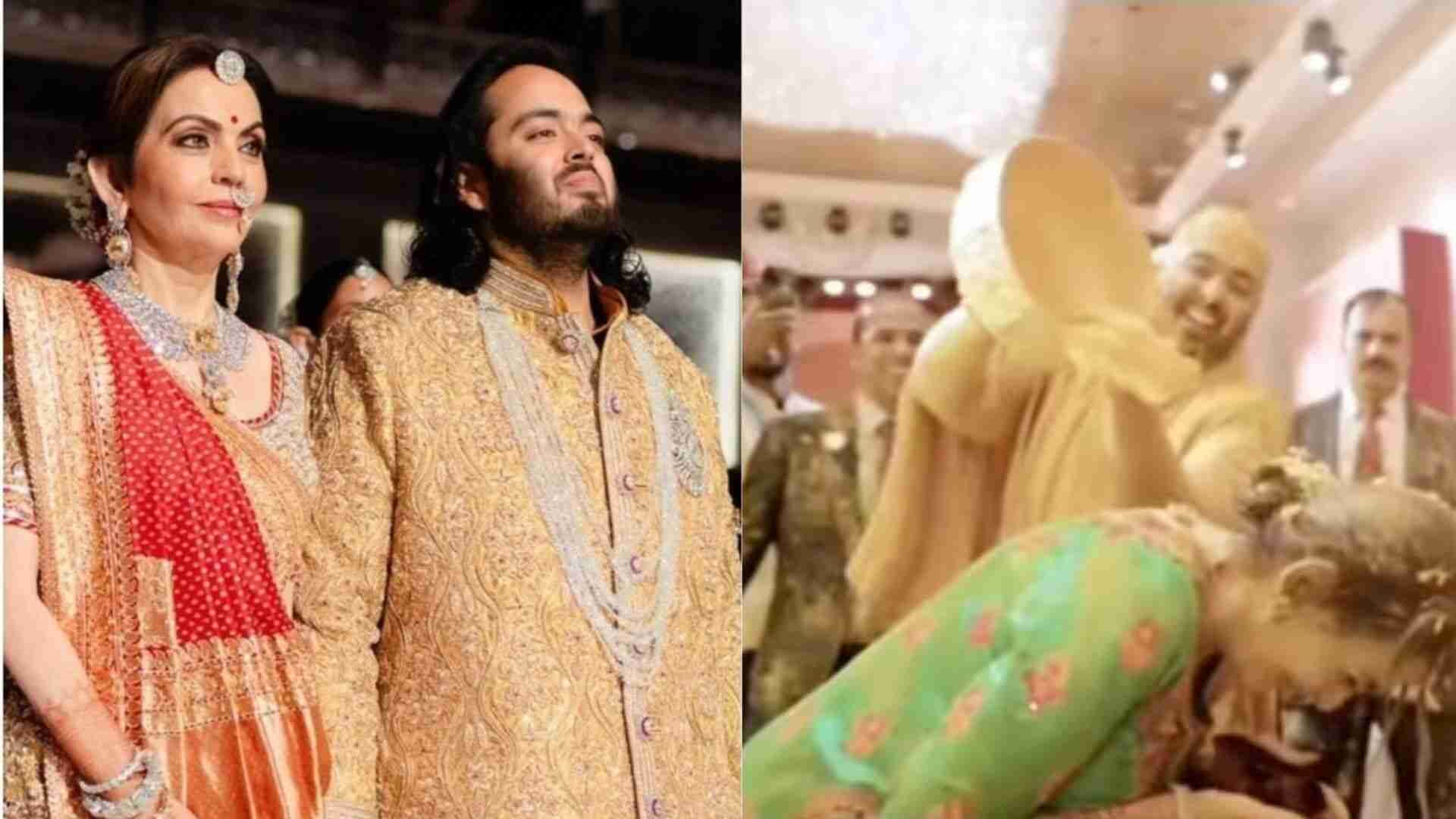 Watch: Anant Ambani Playfully Drenches Mother Nita Ambani In Haldi Paste