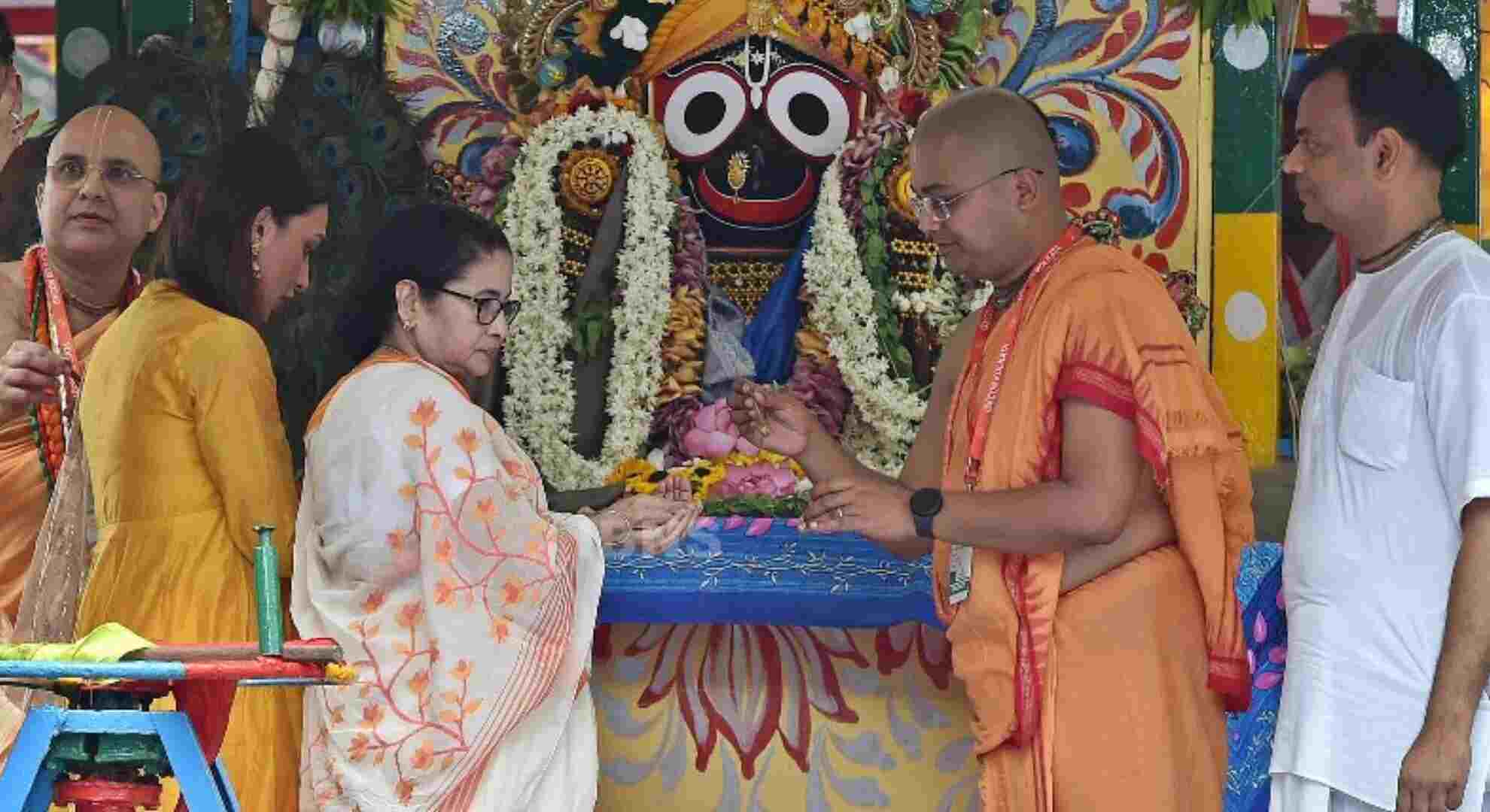 Mamata Banerjee Offers Prayers At ISKCON Temple For Rath Yatra Festival