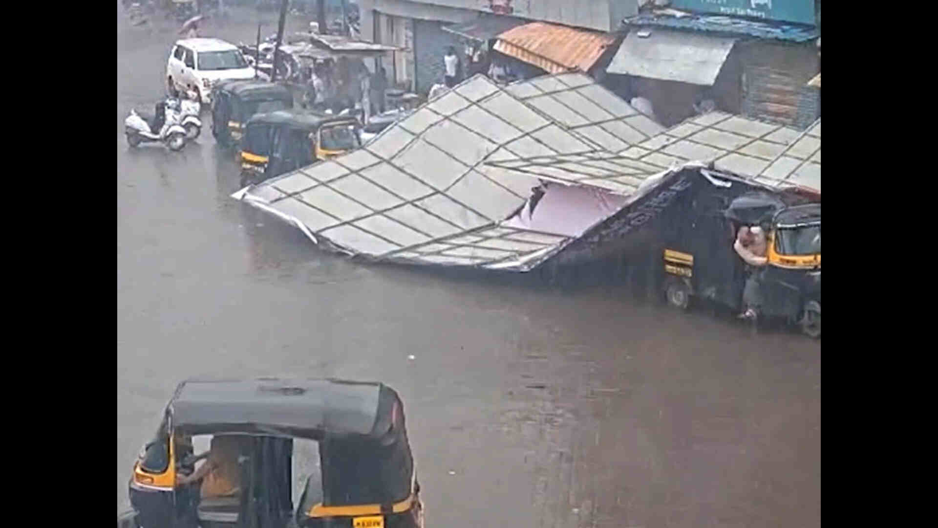 Billboard Collapses In Pune On Top Of 3 Vehicles Amid Heavy Rain On Aug 2 2024.