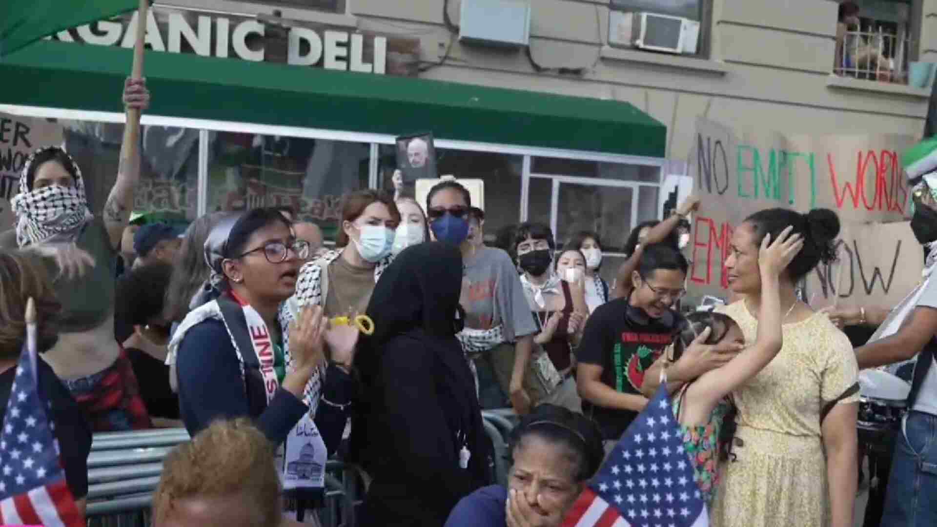 Kamala Harris Event In NYC Disrupted By Protesters, Set Off Smoke Bombs | WATCH