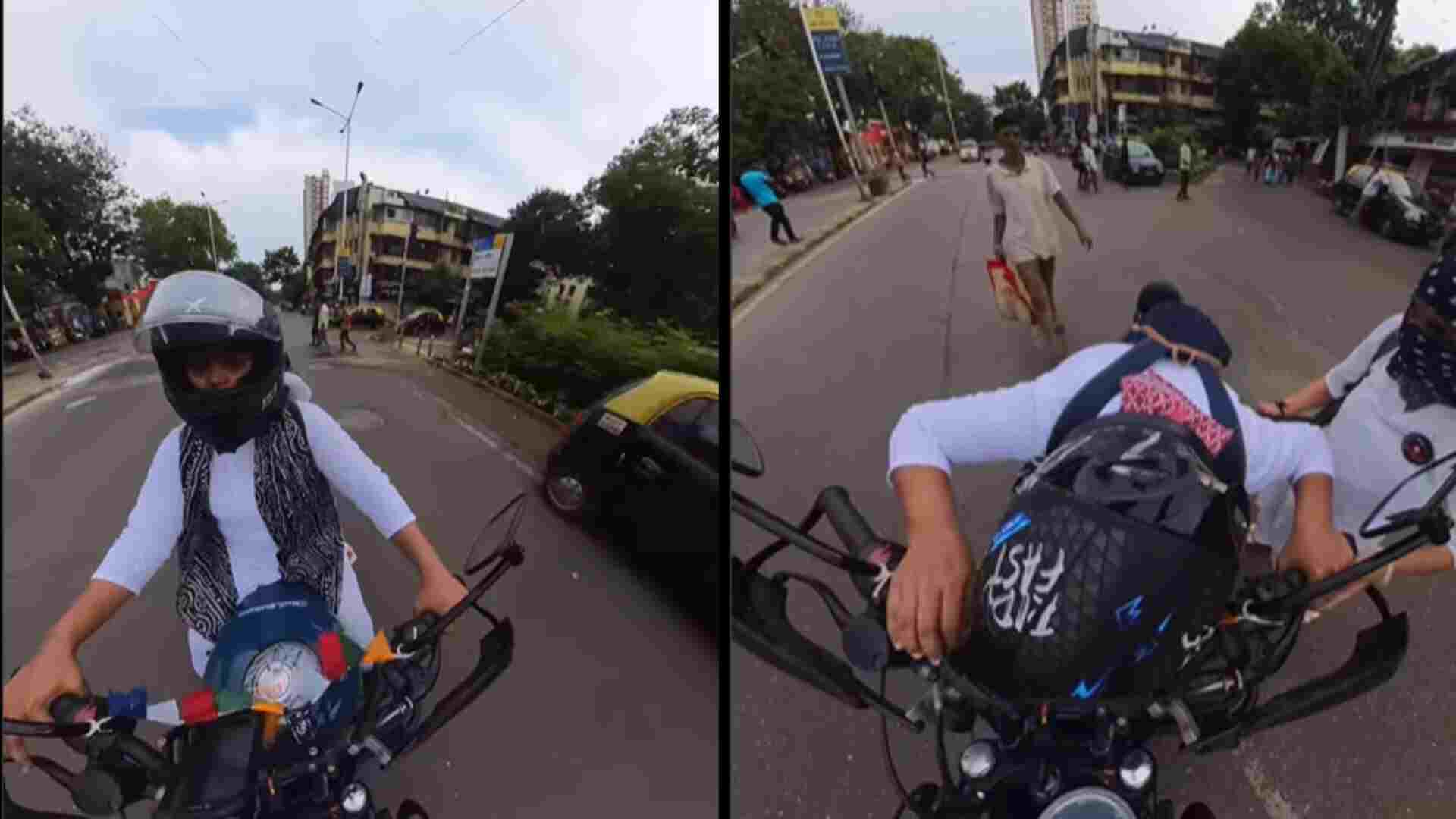 Watch: Mumbai Woman’s Scarf Snags On Bike Handle, Narrowly Escapes Danger