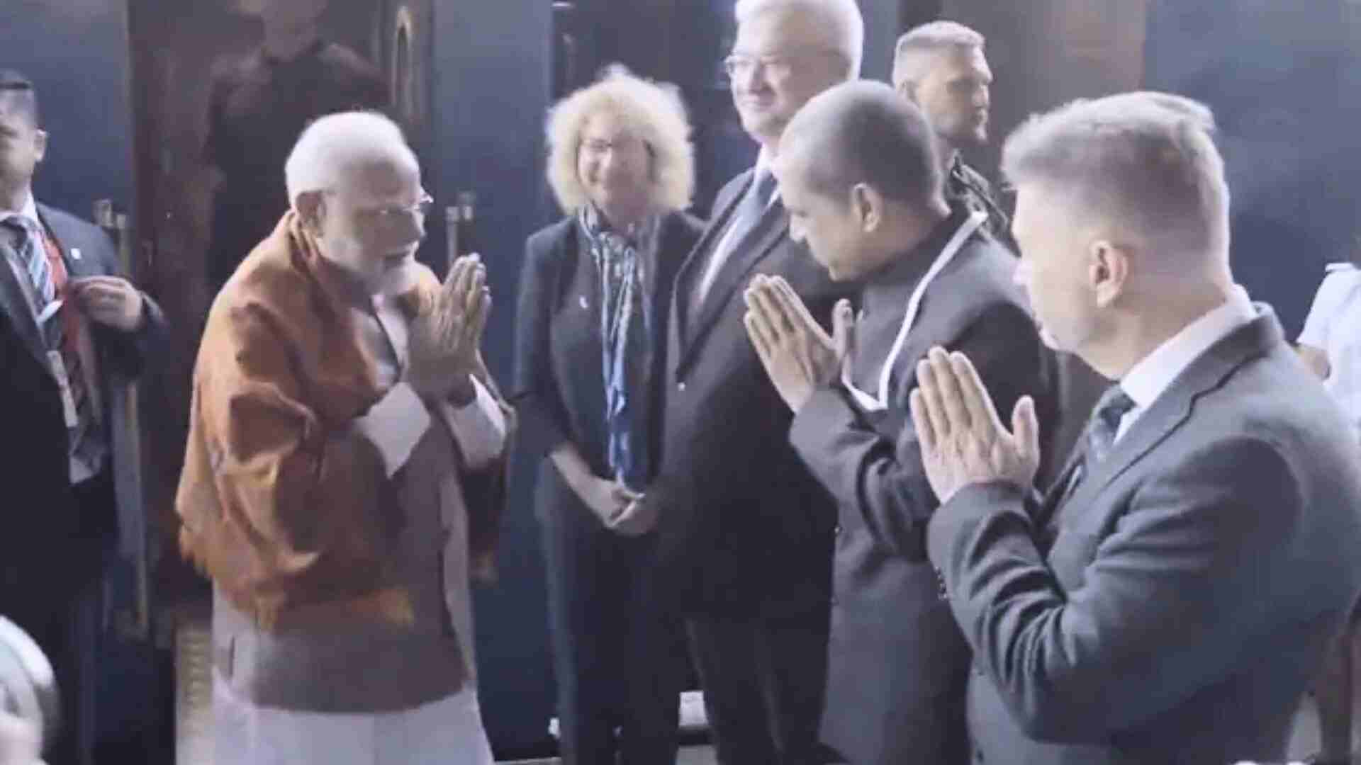 Watch: PM Modi Welcomed With Namastes Upon Arrival In Ukraine