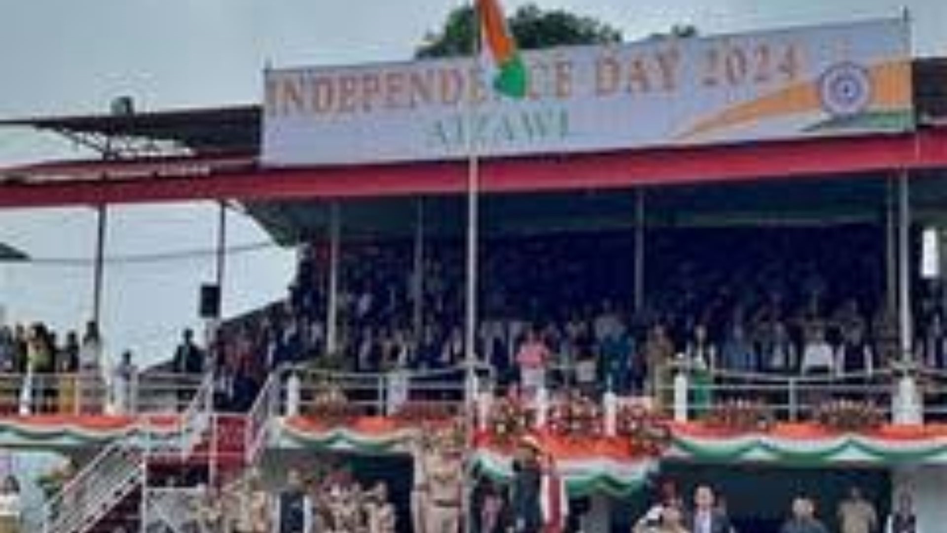 Tripura MP Biplab deb hoists flag at Radhamohanpur on I-Day