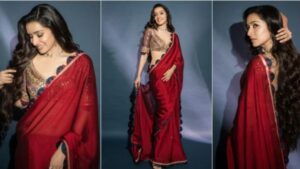 Shraddha Kapoor Wows in Maroon Ajrakh Saree for Stree 2 Promotion: Outfit Priced….