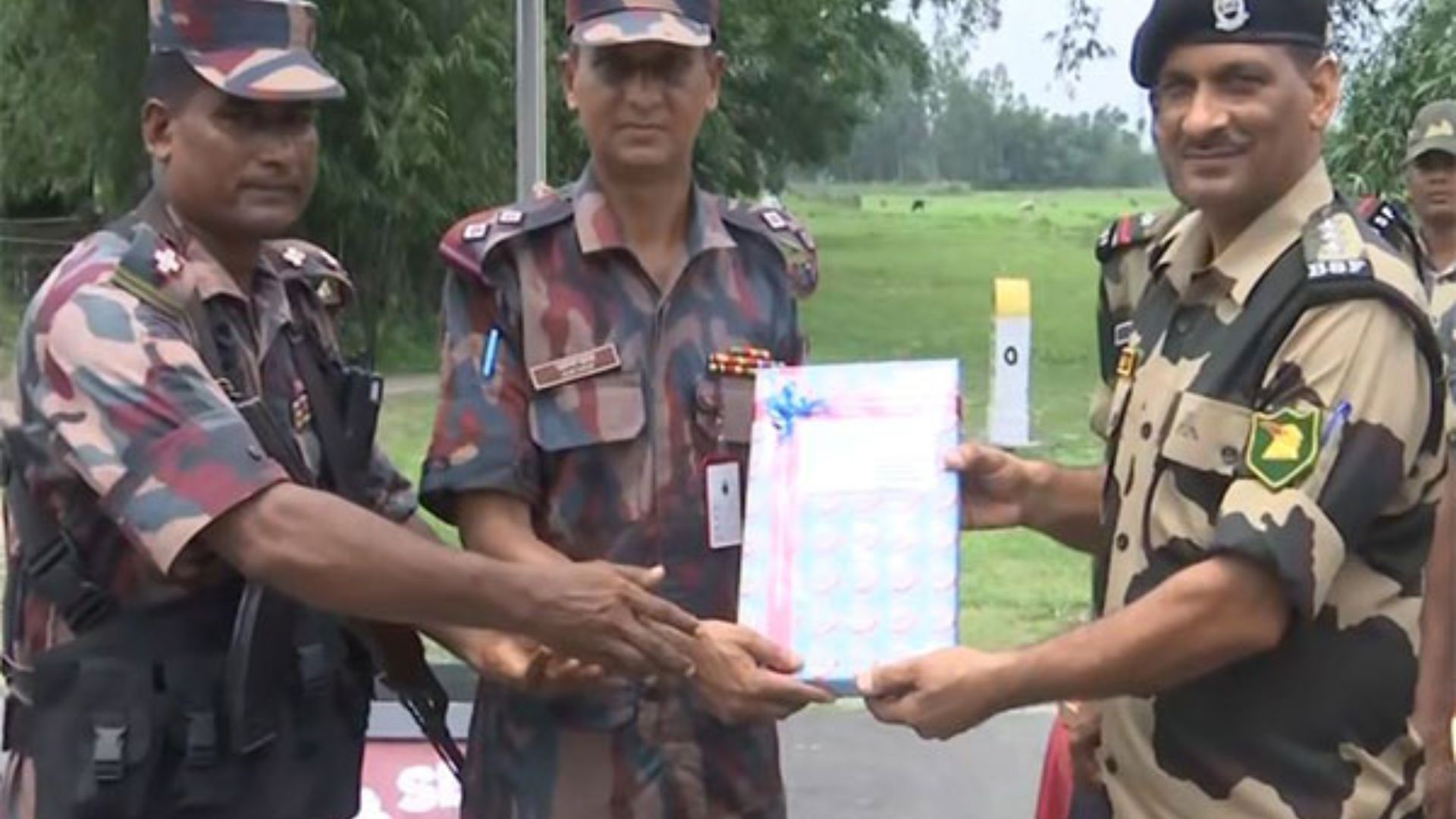 Indian and Bangladeshi Border Forces Exchange Sweets on 78th Independence Day