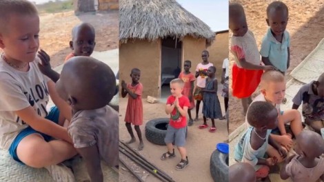 Watch: White Boy Visits Nigeria, Treated Like ‘God’ By Locals | Viral Video