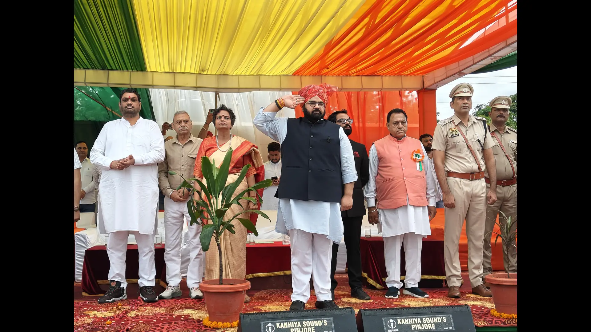 MP Kartikeya Sharma hoisted the flag at Mrs. Aruna Asaf Ali College, honored freedom fighters, and praised Haryana’s e-governance.