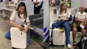 Watch: Woman Eats Her ‘Suitcase’ At Airport, Shocking Onlookers | Viral Video