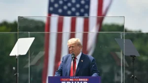 Trump Holds First Outdoor Rally with Bulletproof Glass After Recent Assassination-Attempt