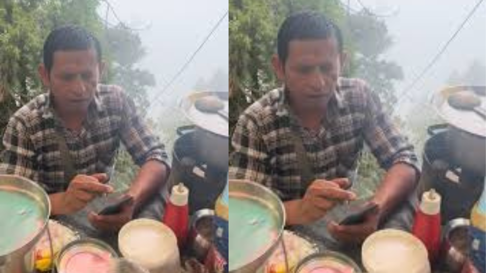 Man Selling Golgappa On Mountain Edge