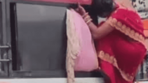 Woman Climbs Into Packed Bus Through Window In UP During Raksha Bandhan