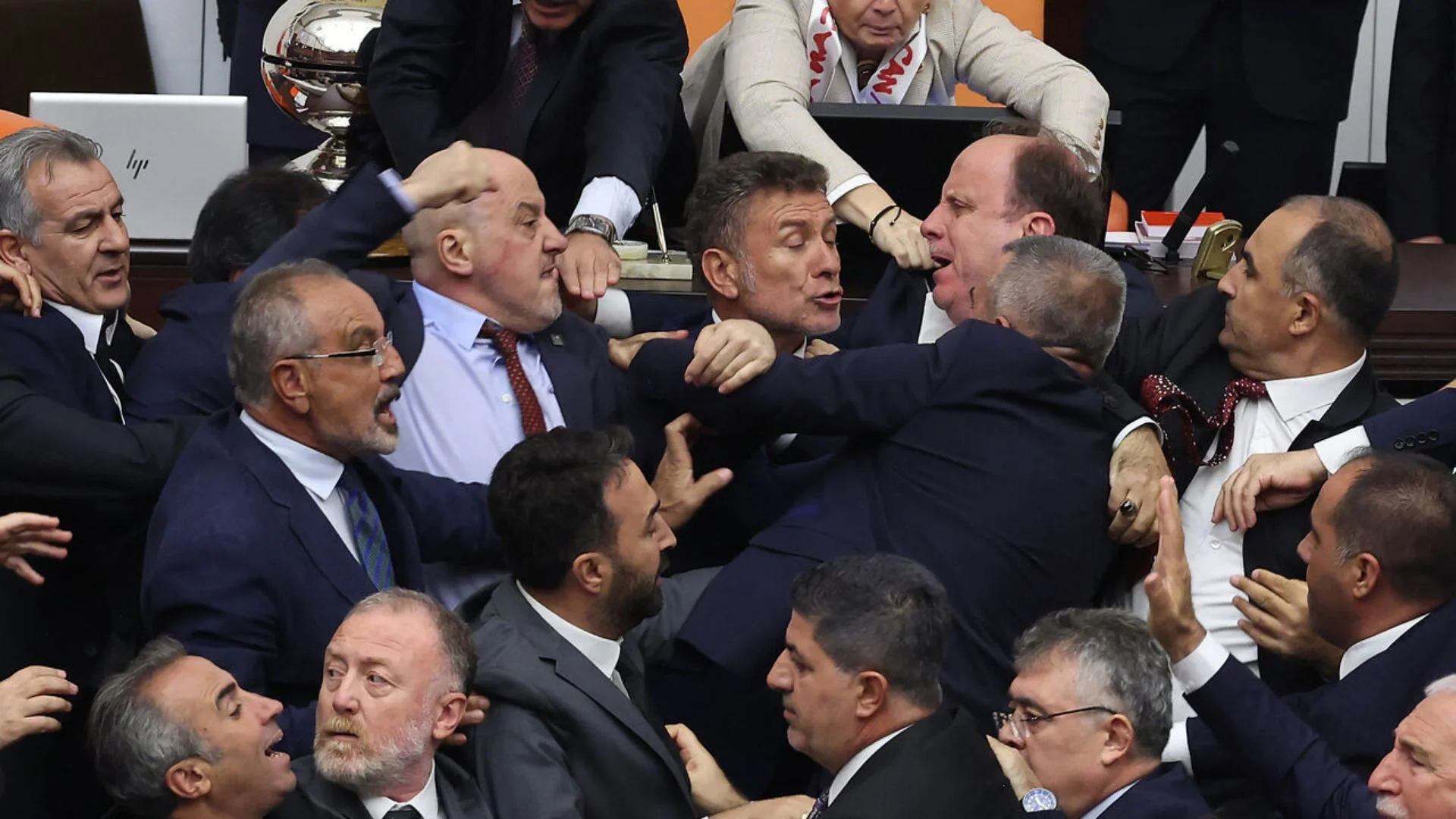 Turkish Parliament Erupts In Bloody Violence Over Jailed Opposition Deputy